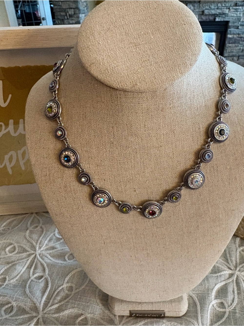 Lia Sophia Pretty Please Multicolor Crystal Necklace Silver Tone 33416